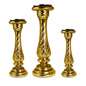 Elegantly Charmed 3 Pieces Glass Candle Holder, Gold