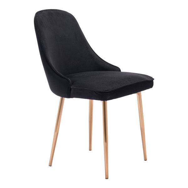 20" X 24" X 18" Black Velvet Dining Chair