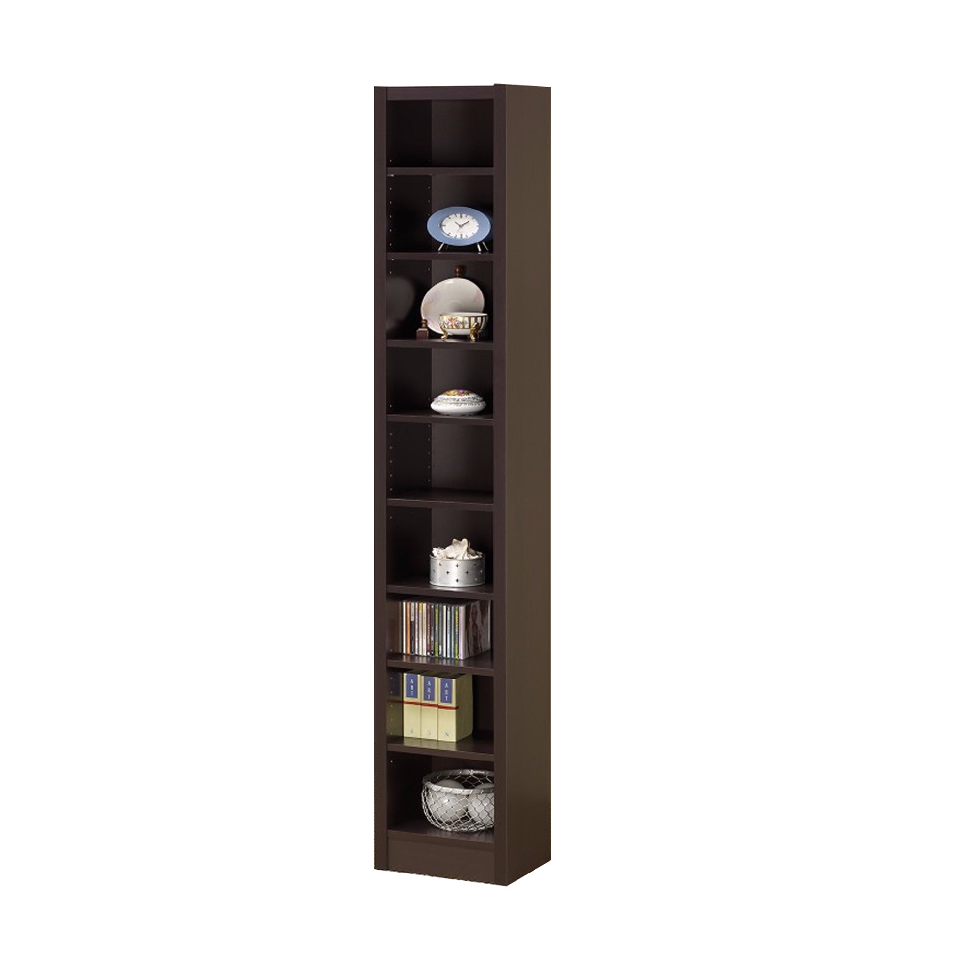 Glimmering Brown Narrow Wooden Bookcase