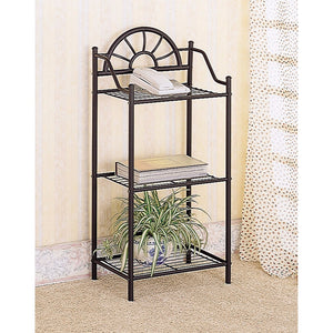 Elegant Sunburst Metal Accent Table With Three Shelves, Black