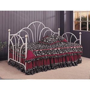 Traditional Twin Daybed with Metal Fan Back, White