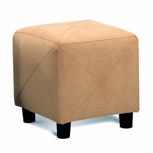 Contemporary Leather Cube Ottoman, Taupe(Brown)