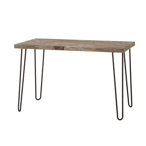 Industrial Style Writing Desk With Hairpin Metal Legs, Brown