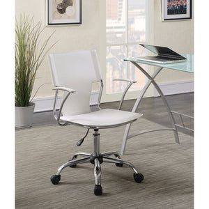 Contemporary Styled Mid-back Office Chair, White/Chrome