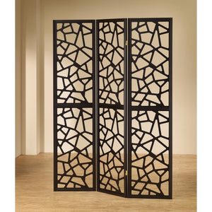 Intricate Mosaic Cutouts Folding Screen, Black