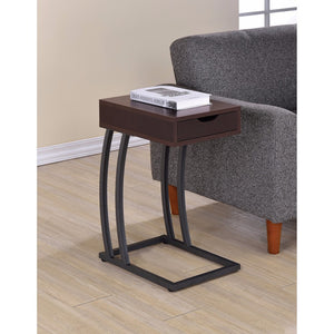 Stylish Accent Table with Storage Drawer and Outlet, Brown