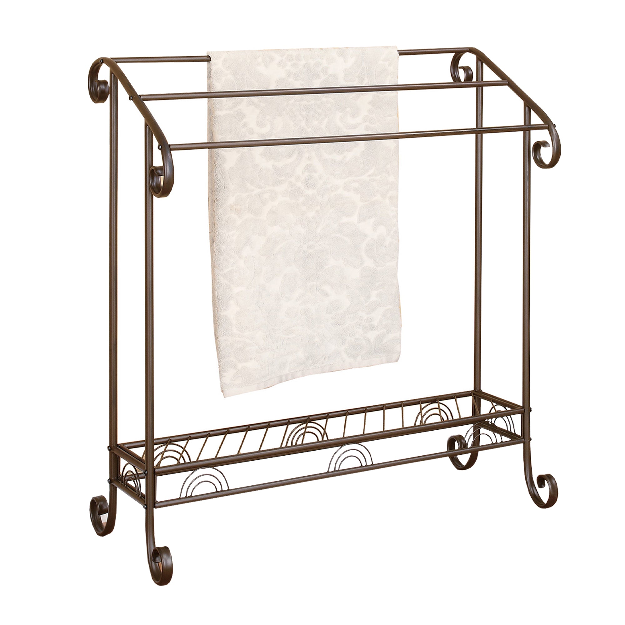 Freestanding Metal Towel Rack, Dark Bronze