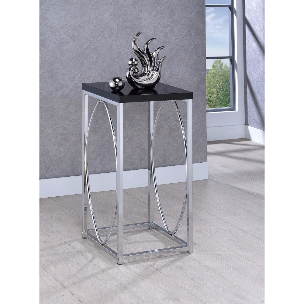 Well-Designed Charismatic Metal Accent Table , Black And Silver