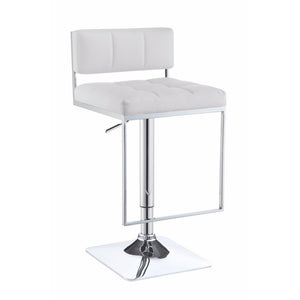 Adjustable Modern Metal Bar Stool, White & Silver