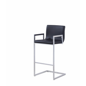 Contemporary Bar Height Stool with Cantilever Base, Black