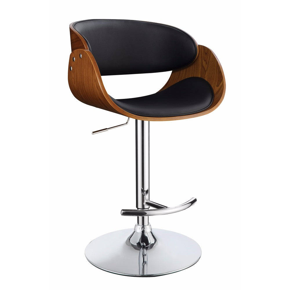 Contemporary Style Adjustable Bar Stool, Black And Brown