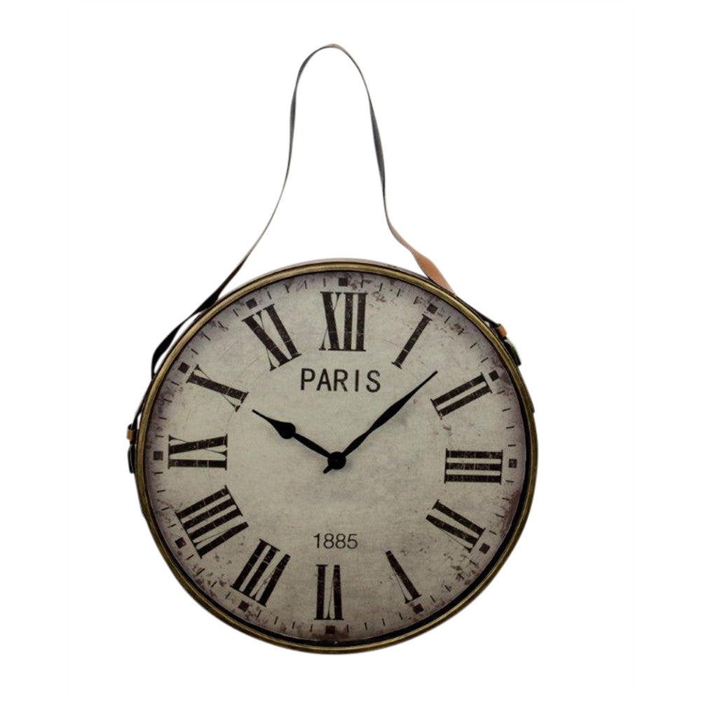 Vintage Style Metal Wall Clock, Gold