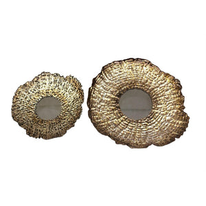 Set Of Two Metal And Mirror Wall Decor, Gold