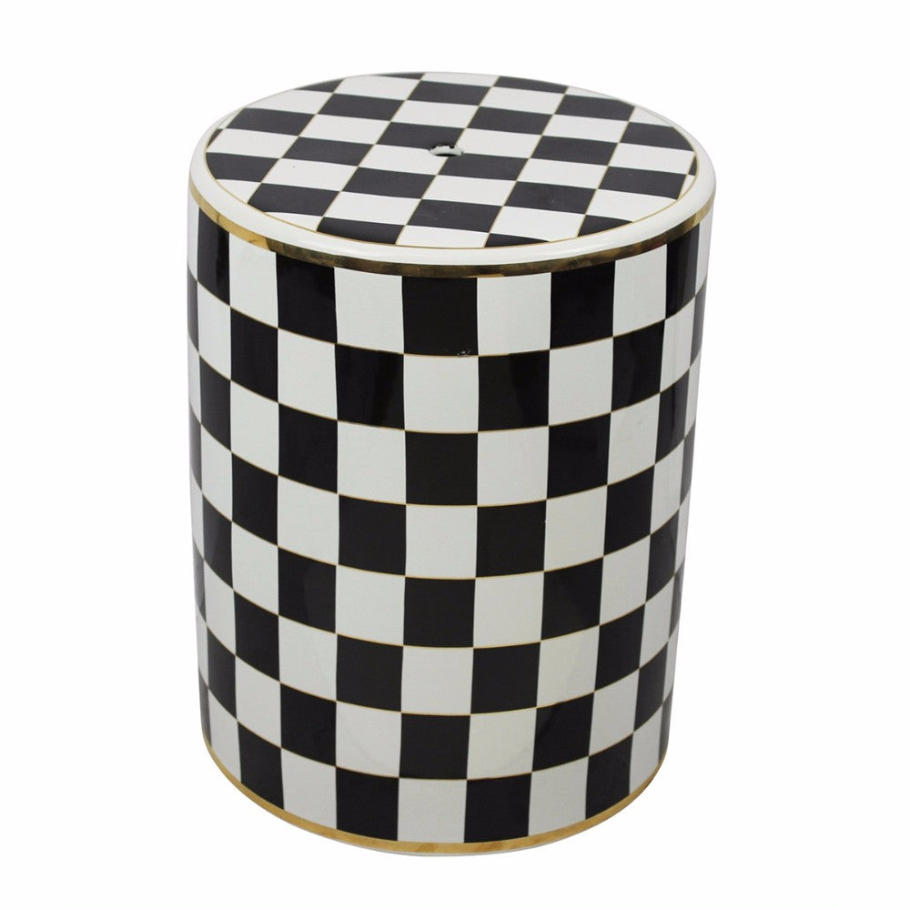 Ceramic Garden Stool, Black And White