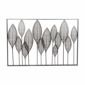 Fine Looking Modern Leaves Metal Wall Decor, Black