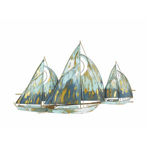 Metal Sailboats Wall Decor, Blue