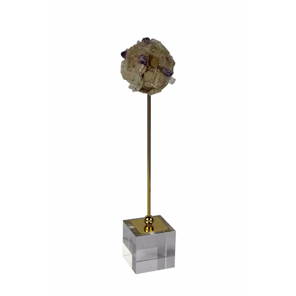 Agate Decor Stone On Stand, Gold