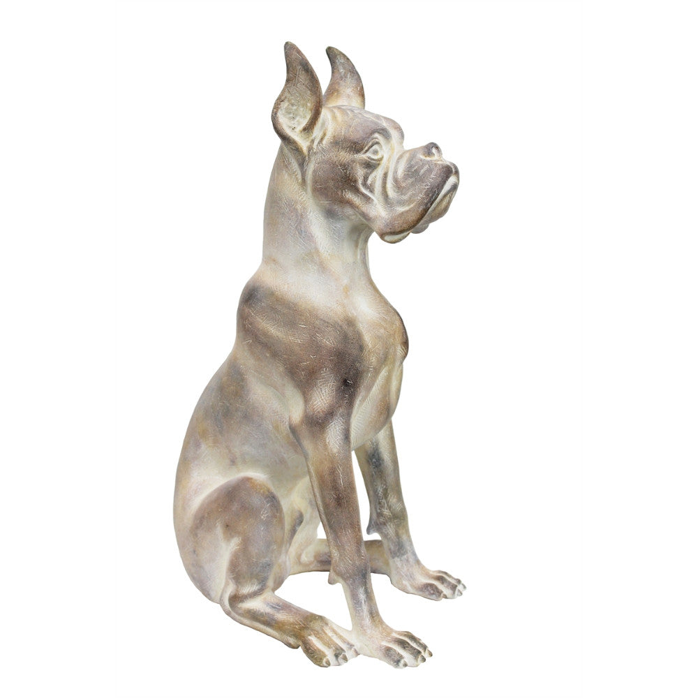 Sitting Polyresin Dog Statue , White Finish