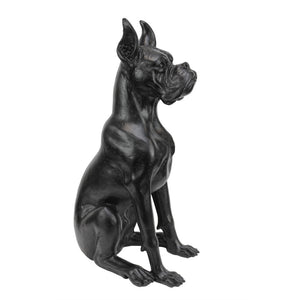 Sitting Polyresin Dog Statue In Black Finish