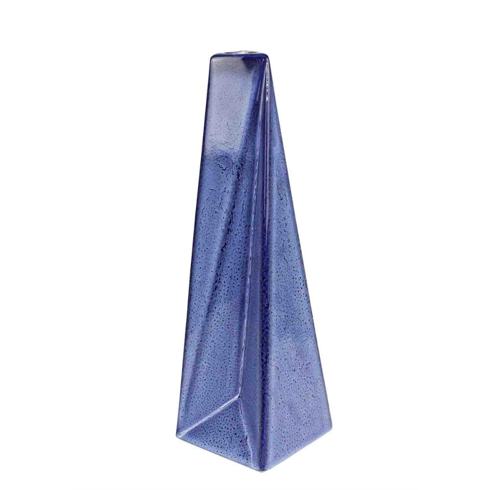 Uniquely Shaped Ceramic Vase Designed In Twisted Form-Tall, Blue