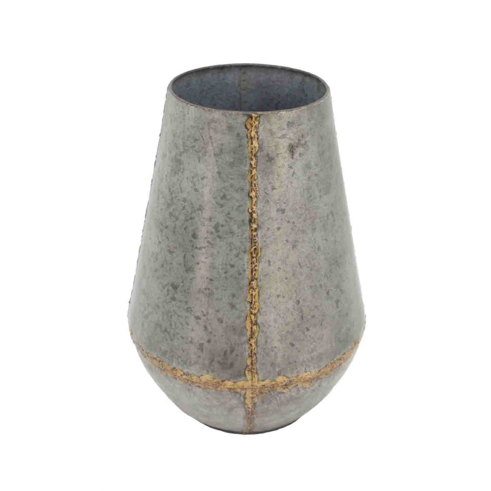 Decorative Metal Vase, Distressed Gray-15.75X11X11