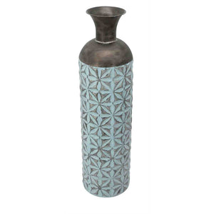 Metallic Cylinder Bottle Vase, Blue/Bronze