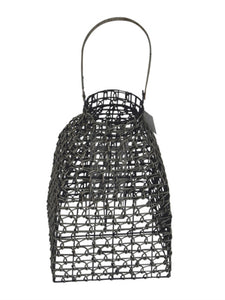 Birdcage Style Rattan Woven Cloche, Gray