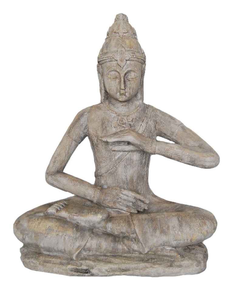 Peacefully Adorning Decorative Resin Sitting Buddha, Gray