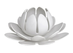 Lotus Flower 3 Piece Tea Light Candle Holder, White