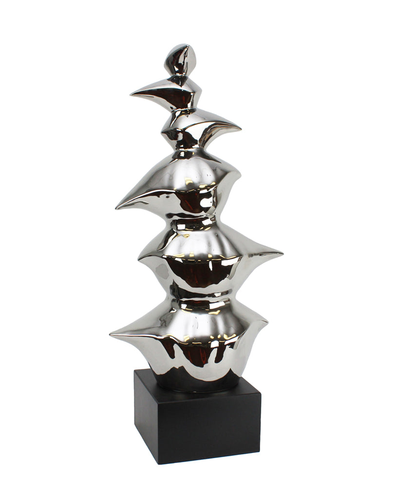 Elegant Ceramic Abstract Sculpture, Silver