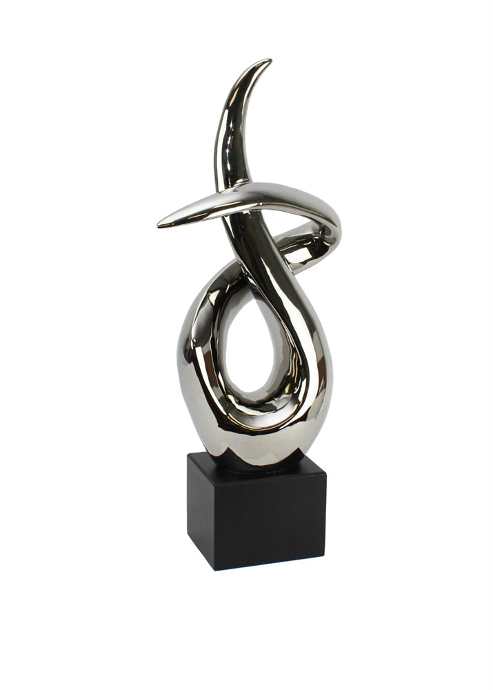 Stylish Ceramic Abstract Sculpture, Silver