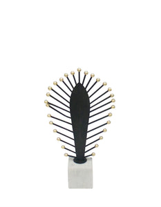 Small Feather Sculpture On Stand, Black And White