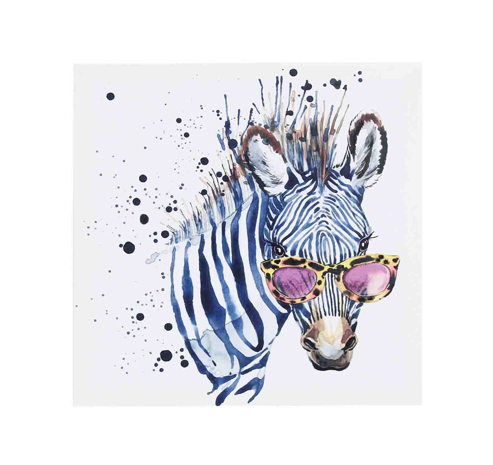 Contemporary Zebra With Sunglasses Print On Canvas, Multicolor