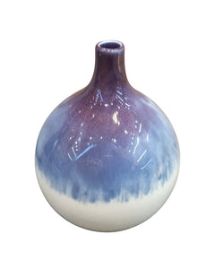 Unique Designed Ceramic Round Vase, Purple & White