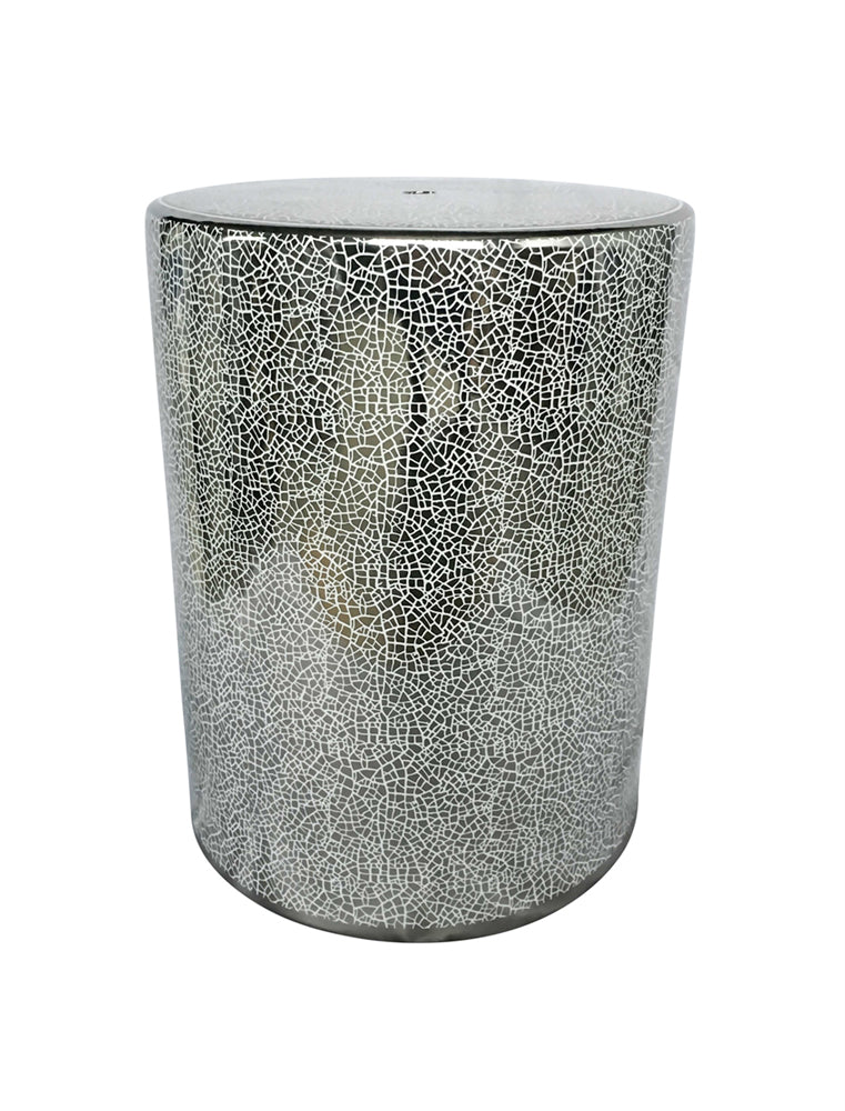 Unique Decorative Ceramic Garden Stool, Silver