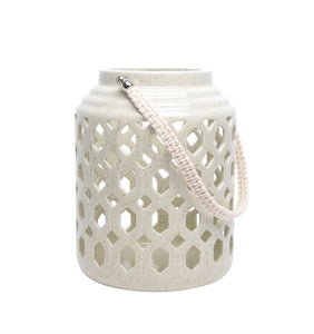 Voguish Geometric Pattern Ceramic Candle Lantern