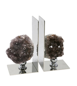 Elegantly Charmed Metal Amethyst Bookends, Purple, Set Of 2