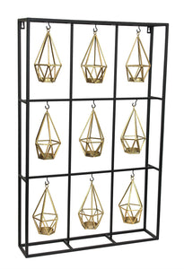 Metal Wall Tealight Candle Holder, Gold And Black
