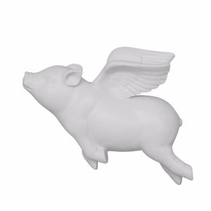 Resin Flying Pig Wall Decor, White