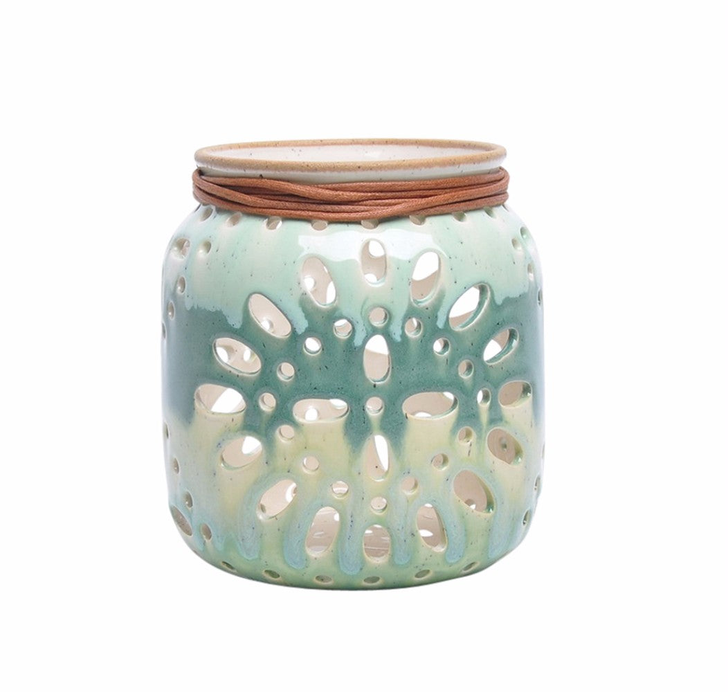 Ceramic Candle Lantern, Multicolor, Small