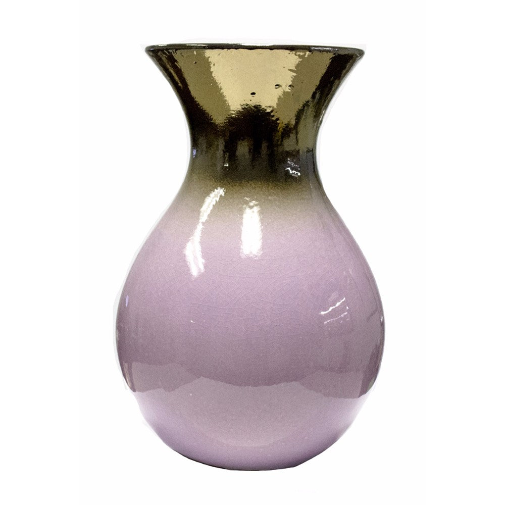 Ceramic Two Tone Vase, Pink/ Gold