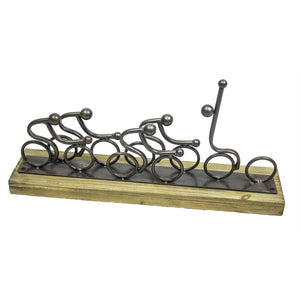 Sporty Themed Metal Bicycle Race Sculpture, Brown and Gray