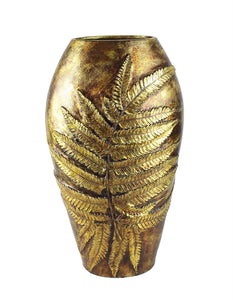 Elegantly Charmed Polyresin Leaf Vase, Gold