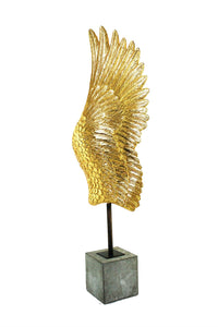 Adorning Polyresin Wing On Base Sculpture, Gold