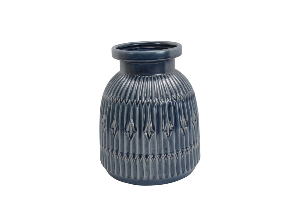 Traditionally Designed Ceramic Vase, Dark Gray