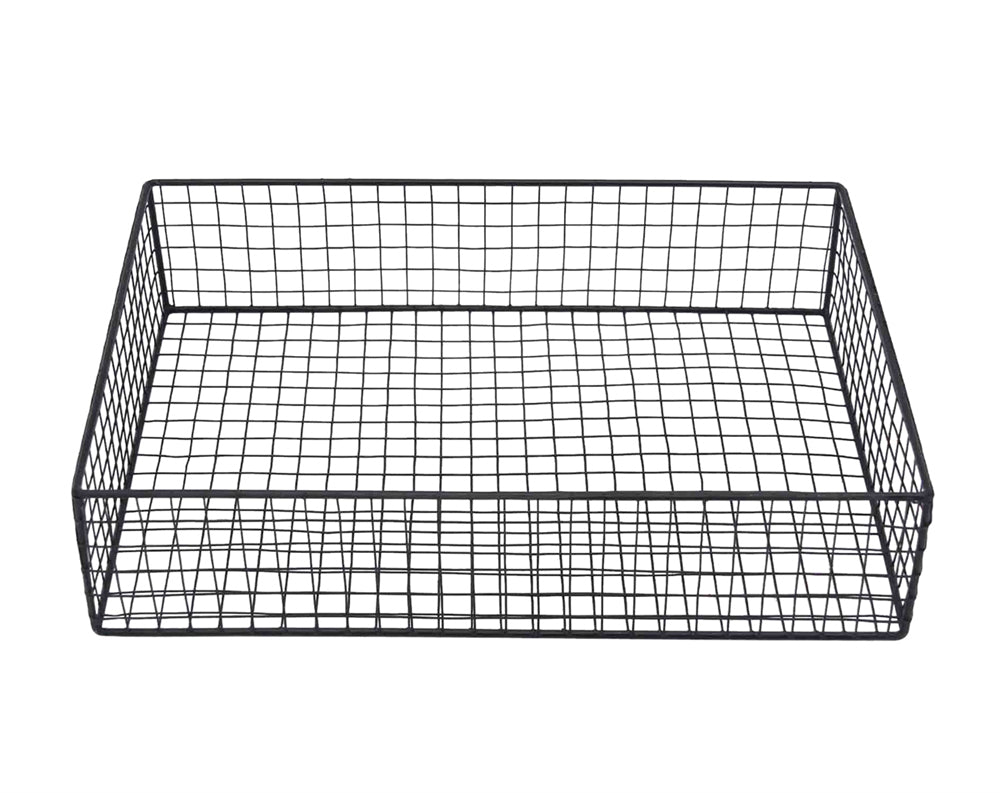 Spacious Wire Mesh Metal Paper Tray, Black