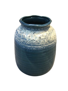 Traditional Style Ceramic Decorative Vase, Blue