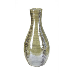 Modern Style Earthy Ceramic Vase, Brown And White