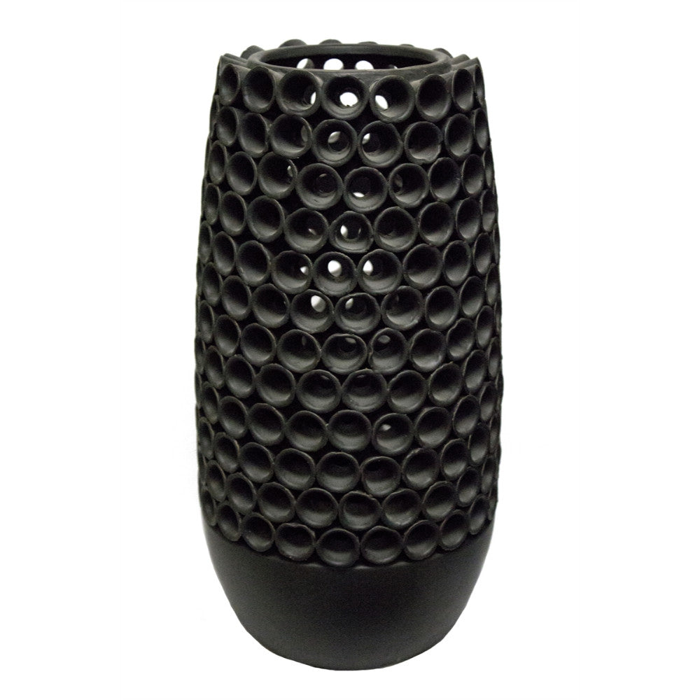 Sophisticated Ceramic Circular Cutout Vase, Black