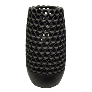 Sophisticated Ceramic Circular Cutout Vase, Black